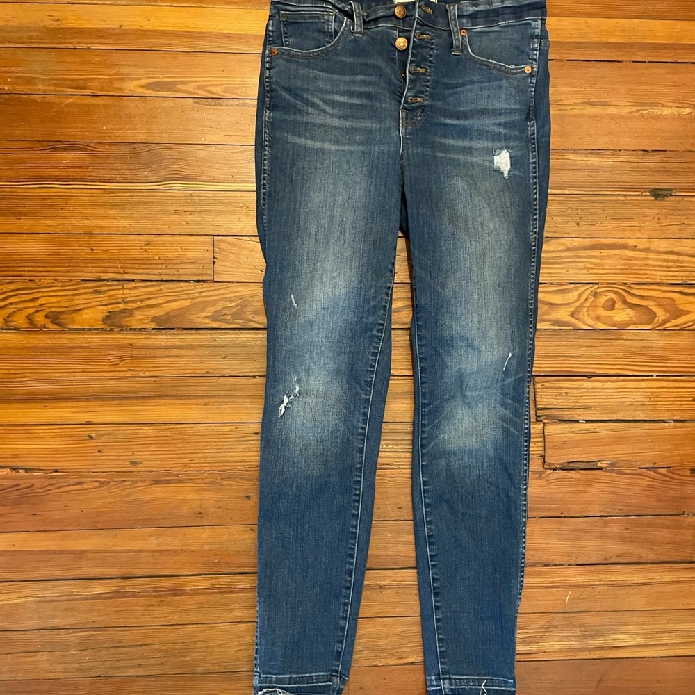 Madewell 10” High-Waisted Button Up Skinny Jeans